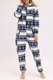 Lutaotie Christmas Printed Zipper Hooded Jumpsuits