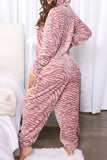 Lutaotie Christmas Printed Plush Hooded Jumpsuits