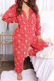 Lutaotie Christmas Printed Plush Hooded Jumpsuits