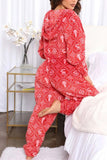 Lutaotie Christmas Printed Plush Hooded Jumpsuits