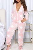 Lutaotie Christmas Printed Plush Hooded Jumpsuits