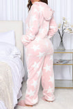 Lutaotie Christmas Printed Plush Hooded Jumpsuits