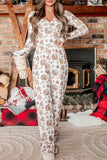 Lutaotie Christmas Printed V Neck Two-piece Loungewear