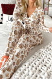 Lutaotie Christmas Printed V Neck Two-piece Loungewear