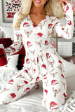 Lutaotie Christmas Printed V Neck Two-piece Loungewear