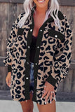 Lutaotie Contrast Leopard Print Plush Shacket