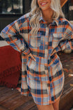 Lutaotie Contrast Plaid Shirt Dress