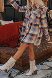 Lutaotie Contrast Plaid Shirt Dress