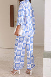 Lutaotie Contrast Printed Shirt Long Pants Suits