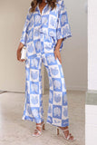 Lutaotie Contrast Printed Shirt Long Pants Suits