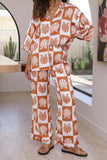 Lutaotie Contrast Printed Shirt Long Pants Suits