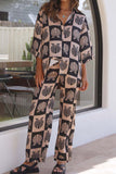 Lutaotie Contrast Printed Shirt Long Pants Suits