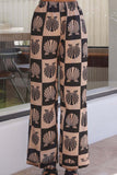 Lutaotie Contrast Printed Shirt Long Pants Suits