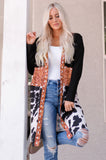 Lutaotie Cow Print Patchwork Open Front Cardigan