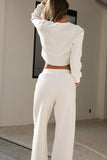 Lutaotie Crew Neck Crop Top Long Pants Set