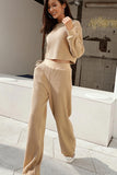 Lutaotie Crew Neck Crop Top Long Pants Set