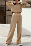 Lutaotie Crew Neck Crop Top Long Pants Set