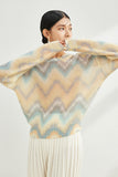 Lutaotie Crew Neck Gradient Wool Sweater