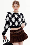 Lutaotie Crew Neck Plaid Patchwork Sweater