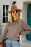 Lutaotie Crew Neck Striped Knitted Sweater