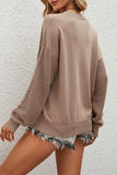 Lutaotie Crew Neck Twisted Long Sleeve Sweater