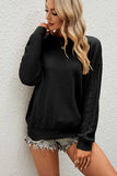 Lutaotie Crew Neck Twisted Long Sleeve Sweater