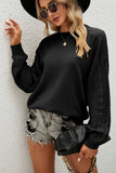 Lutaotie Crew Neck Twisted Long Sleeve Sweater