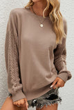 Lutaotie Crew Neck Twisted Long Sleeve Sweater