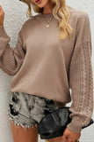 Lutaotie Crew Neck Twisted Long Sleeve Sweater