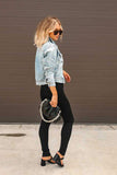 Lutaotie Distressed Washed Denim Crop Jacket