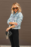 Lutaotie Distressed Washed Denim Crop Jacket