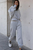 Lutaotie Drawstring Hoodie Crop Top & Jogger Pants