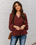 lutaotie Us Forever Paisley Tie Front Peplum Blouse