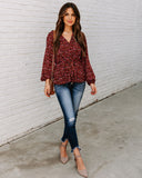 lutaotie Us Forever Paisley Tie Front Peplum Blouse