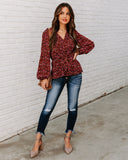 lutaotie Us Forever Paisley Tie Front Peplum Blouse