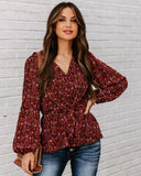 lutaotie Us Forever Paisley Tie Front Peplum Blouse