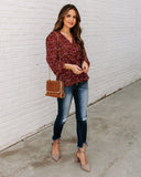 lutaotie Us Forever Paisley Tie Front Peplum Blouse