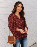 lutaotie Us Forever Paisley Tie Front Peplum Blouse