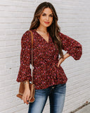 lutaotie Us Forever Paisley Tie Front Peplum Blouse