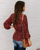 lutaotie Us Forever Paisley Tie Front Peplum Blouse