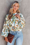 Lutaotie Floral Balloon Sleeve Blouse