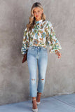 Lutaotie Floral Balloon Sleeve Blouse