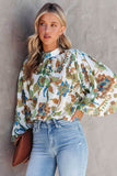 Lutaotie Floral Balloon Sleeve Blouse