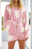 Lutaotie Floral Embroidery Woolen Two-Piece Set