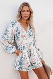 Lutaotie Floral Pocketed Crochet Rompers