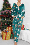 Lutaotie Christmas Printed Hooded Loungewear Jumpsuit