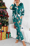 Lutaotie Christmas Printed Hooded Loungewear Jumpsuit