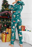 Lutaotie Christmas Printed Hooded Loungewear Jumpsuit