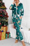 Lutaotie Christmas Printed Hooded Loungewear Jumpsuit