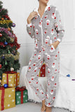 Lutaotie Christmas Printed Hooded Loungewear Jumpsuit